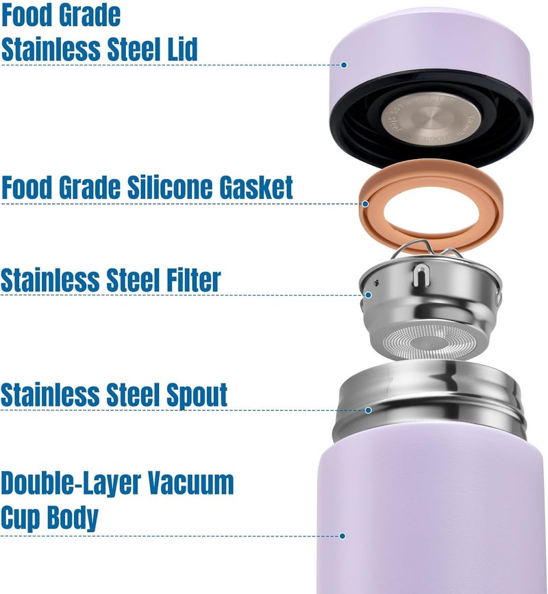 PARACITY Insulated Water Bottle,15 oz Stainless Steel Thermo, Double Wall Vacuum Water Bottle, Metal Water Bottle Keeps Hot for 12 Hrs, Cold for 24 Hrs, for Coffee, Drinks(pink) - Image 2